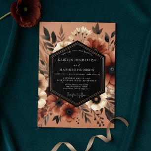 Terracotta Botanical Moody Wedding Invitation