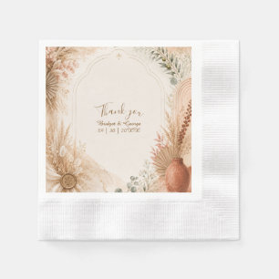 Terracotta Botanical pampas eucalyptus Wedding Napkin