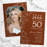 Terracotta Botanical Photo Surprise 50th Birthday Invitation<br><div class="desc">Terracotta burnt orange surprise 50th birthday party invitation with your photo on the back of the card. Trendy boho yet modern feminine design features botanical accents and typography script font. Simple floral invite card perfect for a stylish female surprise bday celebration. Can be customised to any age. Printed Zazzle invitations...</div>