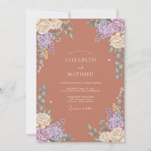 Terracotta Botanical Romance Wedding Invitation