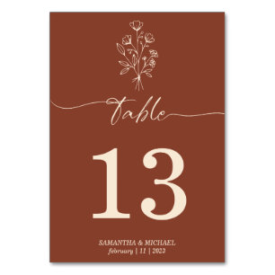 Terracotta Botanical Signature Floral Seat Table Number