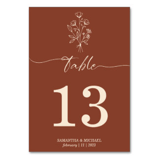 Terracotta Botanical Signature Floral Seat Table Number