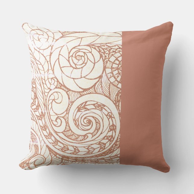 Terracotta Botanical Swirl Cushion (Front)