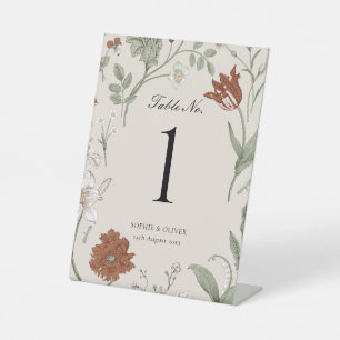 Terracotta Botanical Table Numbers Pedestal Sign