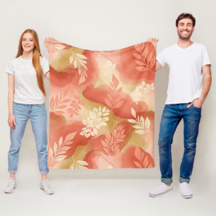 Terracotta Botanical - Warm Earthy Floral (1) Fleece Blanket