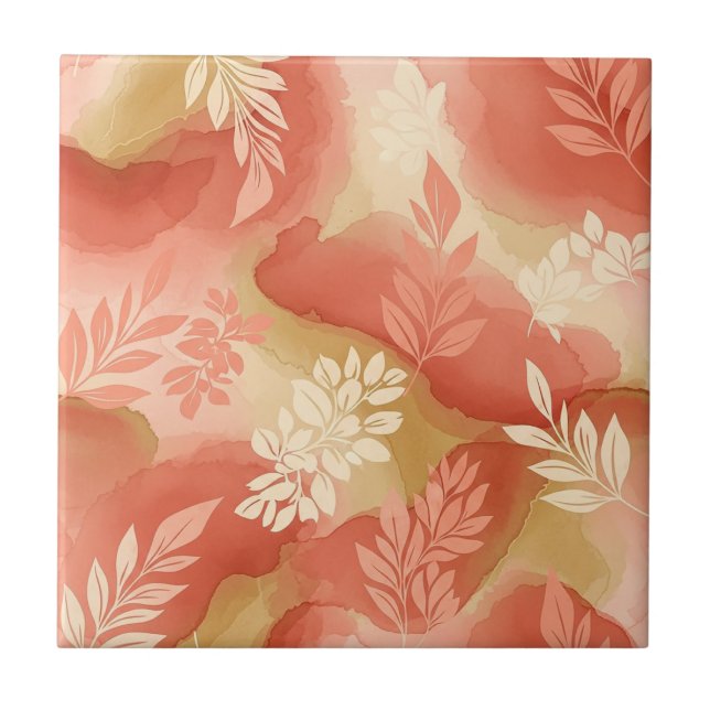 Terracotta Botanical - Warm Earthy Floral Tile (Front)