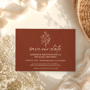 Terracotta Bouquet Boho Botanicals Save our Date Enclosure Card