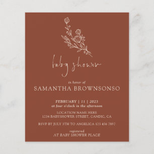 Terracotta Bouquet Botanical Budget Baby Shower Flyer