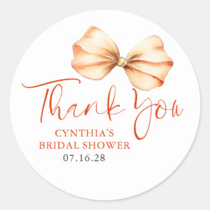Terracotta Bow Favours Thank You  Classic Round Sticker