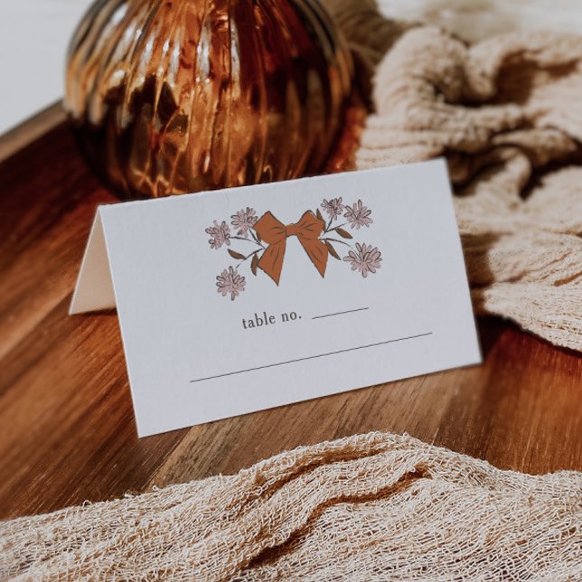 Terracotta Bow Floral Wedding Table Number  Place Card (Creator Uploaded)