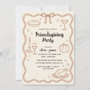 Terracotta Bow Friendsgiving Party Invitation
