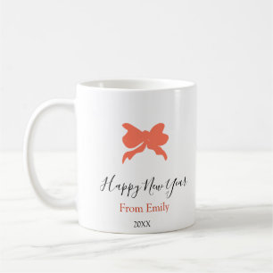 Terracotta bow happy new year name year boho retro coffee mug