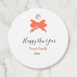 Terracotta bow happy new year name year boho retro favour tags