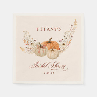 Terracotta Bow Pumpkin Floral Fall Bridal Shower Napkin