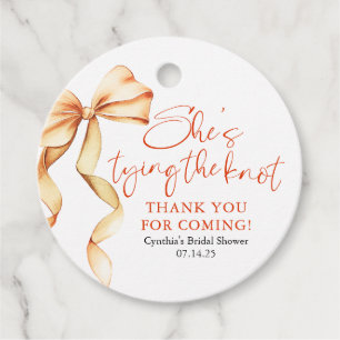 Terracotta Bow She's Tying the Knot Bridal Shower Favour Tags