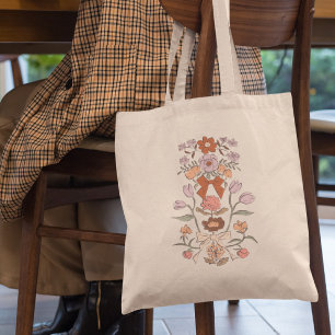 Terracotta Bows and Blossoms Floral Tote Bag