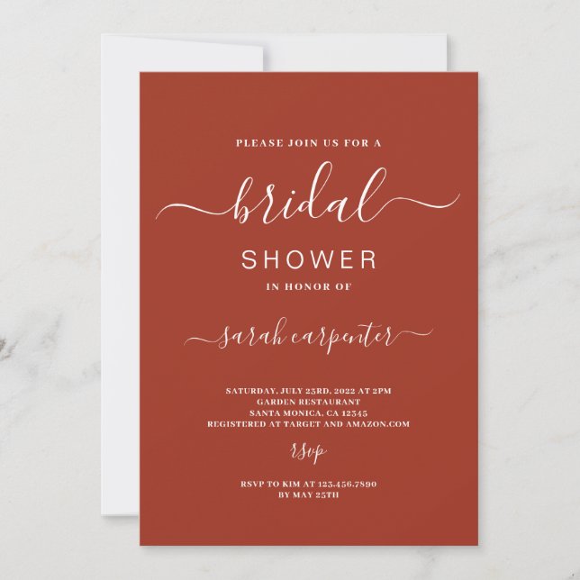 Terracotta Bridal Shower invitation (Front)
