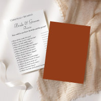 Terracotta bride & groom trivia bridal shower game