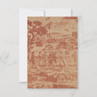 Terracotta British Maypole Toile Textile Print Thank You Card