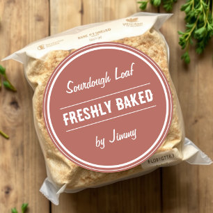 Terracotta Brown Freshly Baked By Classic Round Sticker