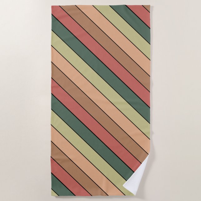 Terracotta Brown Green Black On Watercolor Paper Beach Towel (Front)