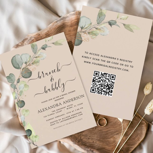 Terracotta Brunch & Bubbly QR Code Invitation (Creator Uploaded)
