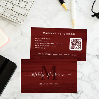 Terracotta Brush Strokes Modern Brush QR Code Business Card