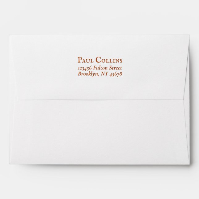Terracotta Btown | Elegant Serif 5x7 invitation Envelope (Back (Top Flap))