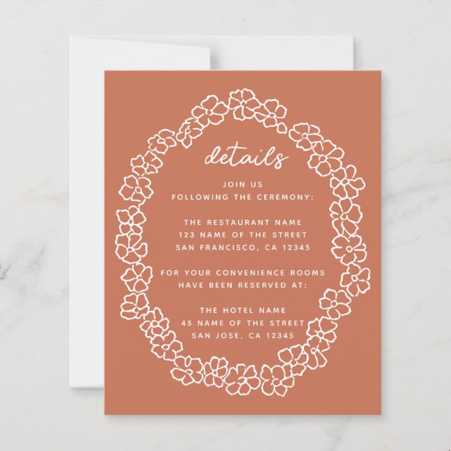 Terracotta Budget Floral Wreath Wedding Details (Front)