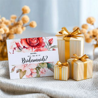 Terracotta Burgundy Blush Floral Bridesmaid Postcard