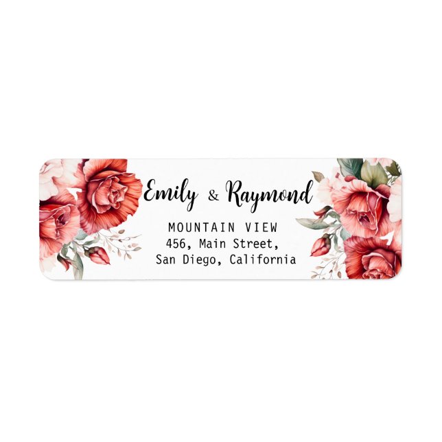 Terracotta Burgundy Blush Floral  Wedding Address (Front)
