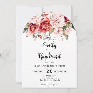 Terracotta Burgundy Blush Floral Wedding Invitation