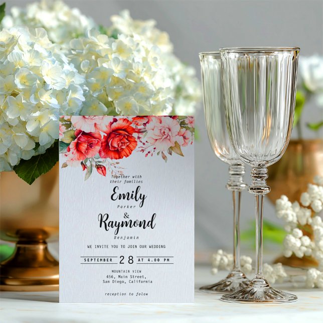 Terracotta Burgundy Blush Floral Wedding  Invitation (Creator Uploaded)