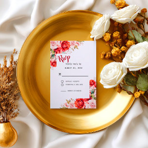 Terracotta Burgundy Blush Floral Wedding RSVP Card