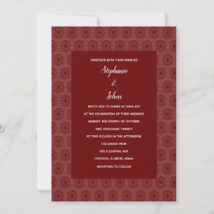 Terracotta Burgundy Red Floral Boho Wedding Invitation