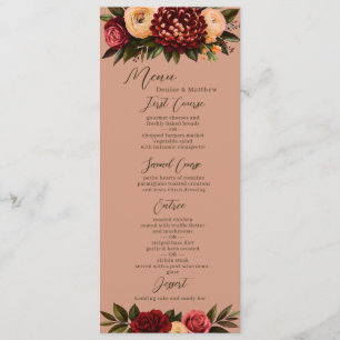 Terracotta & Burgundy Wedding Menu