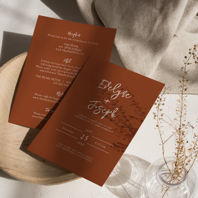 Terracotta Burnt Orange Boho All In One Wedding Invitation (Creator Uploaded)