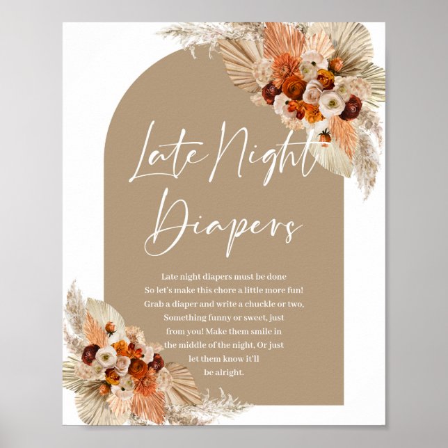 Terracotta burnt orange boho Late night diapers Poster (Front)