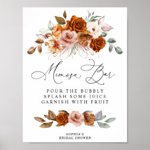 Terracotta Burnt Orange  Bridal Shower Mimosa Bar Poster