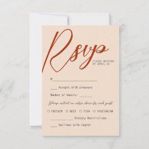 Terracotta Burnt Orange Chic RSVP Calligraphy Card