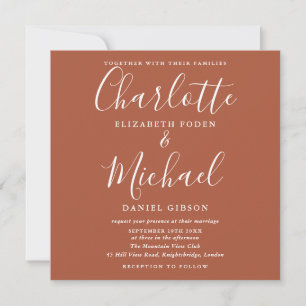 Terracotta Burnt Orange Elegant Script Wedding Invitation