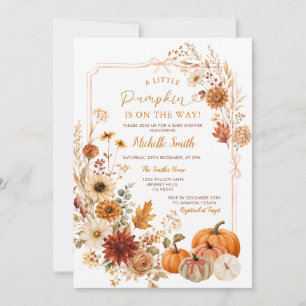 Terracotta Burnt orange Fall pumpkin baby shower Invitation