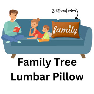 Terracotta Burnt Orange Family Tree Lumbar Pillow