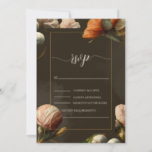 Terracotta Burnt Orange Floral Brown RSVP Invitation