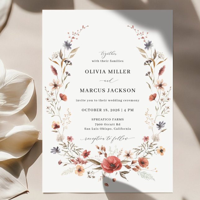 Terracotta Burnt Orange Floral Wedding Invitation (Wedding Invitation Front)