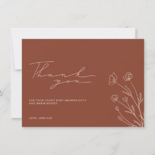 Terracotta Burnt Orange Ivory Beige Baby Shower Thank You Card