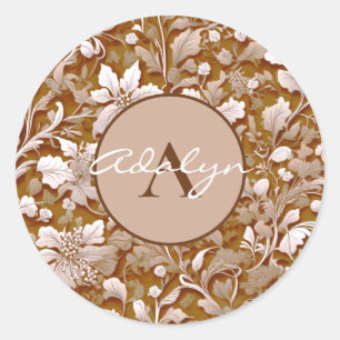 Terracotta Burnt Orange Modern botanical Boho Classic Round Sticker