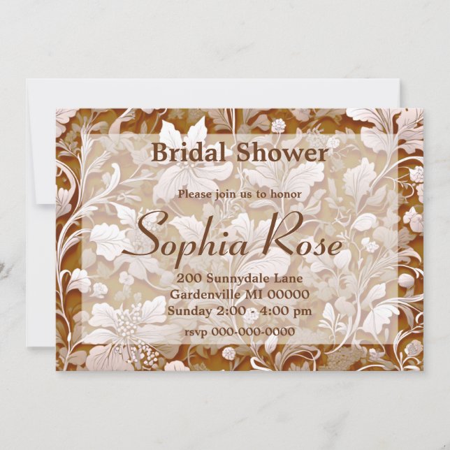 Terracotta Burnt Orange Modern botanical Boho Invitation (Front)