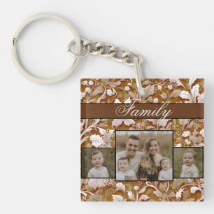 Terracotta Burnt Orange Modern botanical Boho Key Ring
