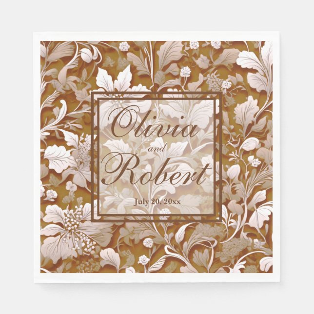 Terracotta Burnt Orange Modern botanical Boho Napkin (Front)